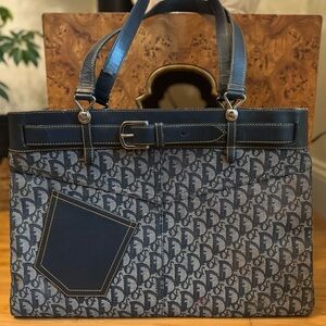 Dior Blue Denim Tote Bag